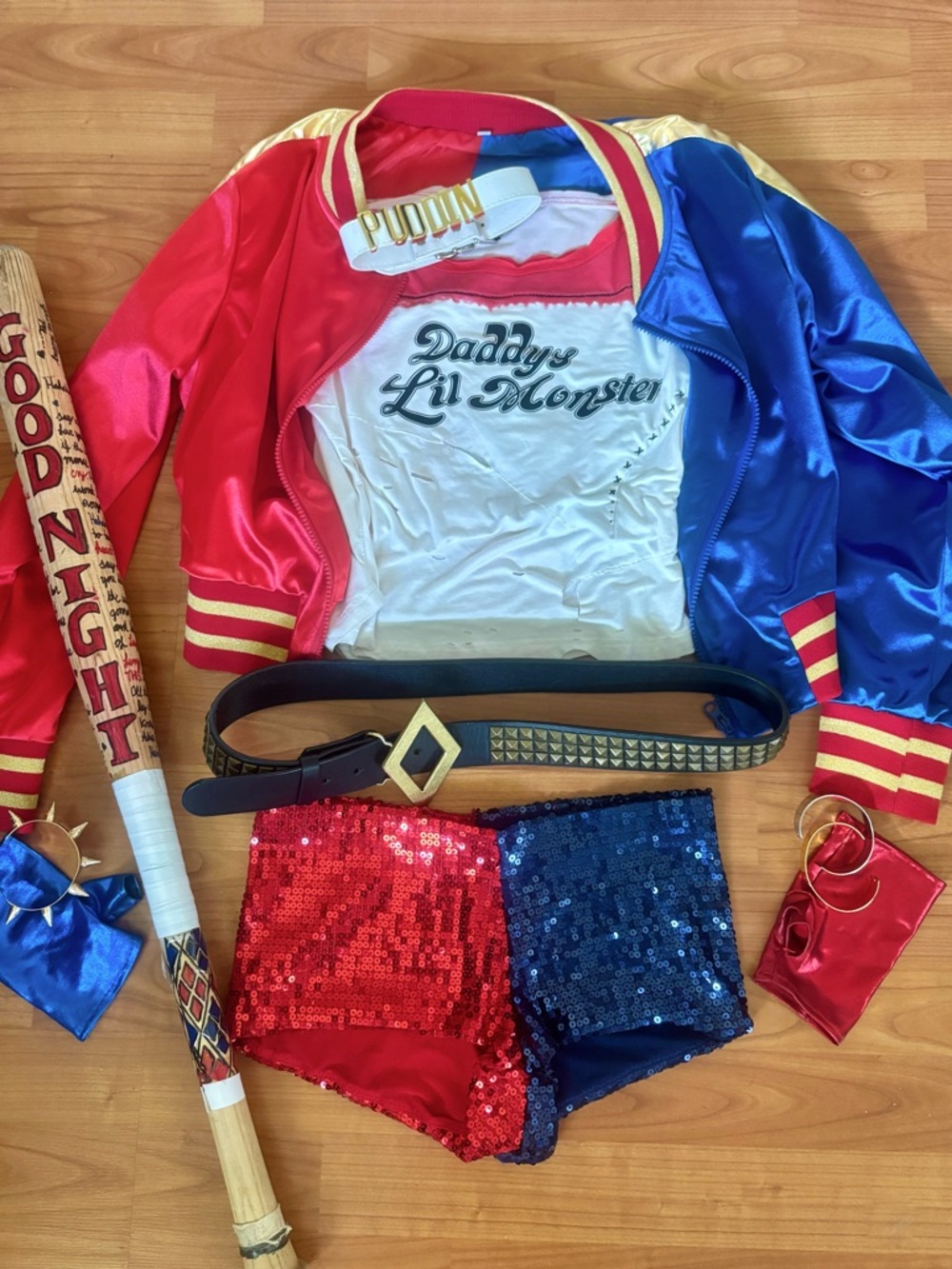 Harley Quinn Suicide Squad Movie Cosplay Womens Costume With Accessories + Bat